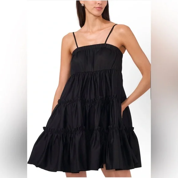 CeCe Black Tiered Mini Dress - Picture 4 of 8
